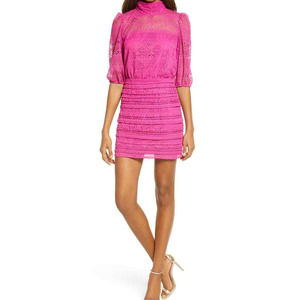 Saylor Very Berry Elenora Lace Mini Dress